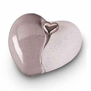 Ceramic Heart Urn (Grey with Silver Heart Motif) 